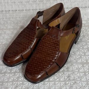 Cabin Creek Brown Leather Woven Sandal Loafers